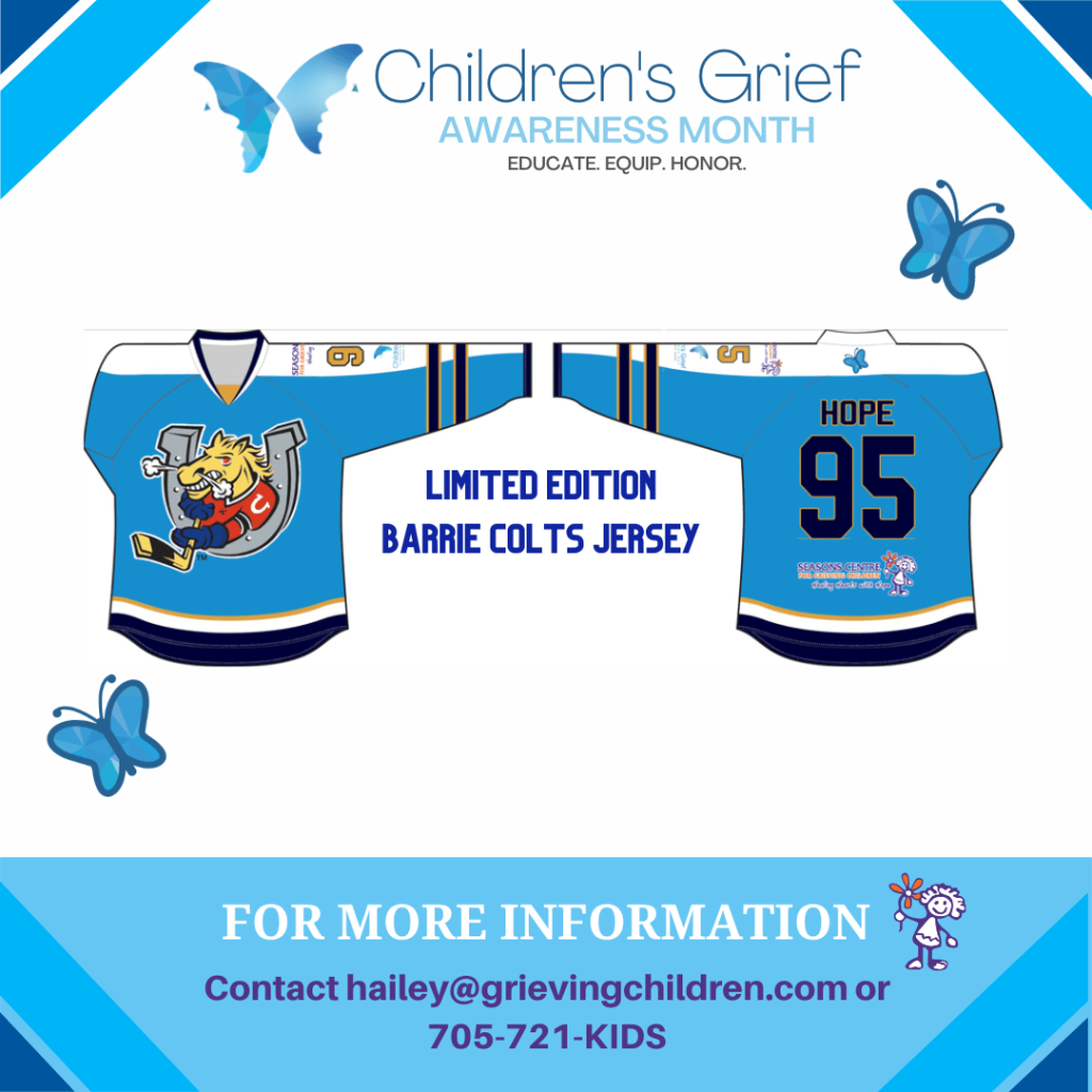 Children's Grief Awareness Month Limited Edition Barrie Colts Jersey